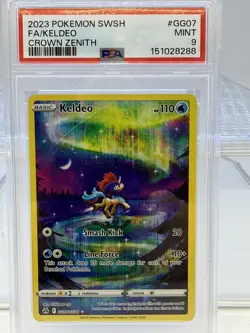 2023 POKEMON SWORD & SHIELD CROWN ZENITH #GG07 FULL ART/KELDEO PSA 9 BRAND NEW - Image 3
