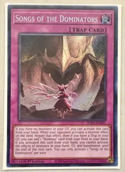 Yugioh! 1x Songs of the Dominators RA05-EN081 Secret Rare 1st Ed NM - Image 1