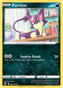 Purrloin 090/172 Common Brilliant Stars Pokemon Reverse Holo NM/M - Image 4