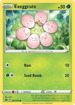 Exeggcute 001/172 Common Brilliant Stars Pokemon Reverse Holo NM/M - Image 4