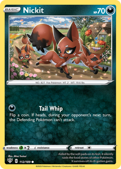 Nickit 112/189 Common Darkness Ablaze Pokemon Reverse Holo NM/M - Image 4