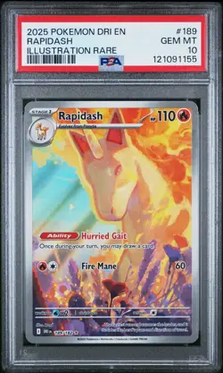 2025 POKEMON DRI EN-DESTINED RIVALS ILLUSTRATION RARE #189 RAPIDASH PSA 10 - Image 1