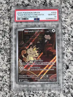Team Rocket’s Meowth Illustration Rare 2025 Destined Rivals 203/182 PSA 10 - Image 1