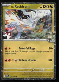 Pokemon N's Reshiram - 116/159 Prize Pack Series 8 Cosmo Holo Pack Fresh - NM - Image 1