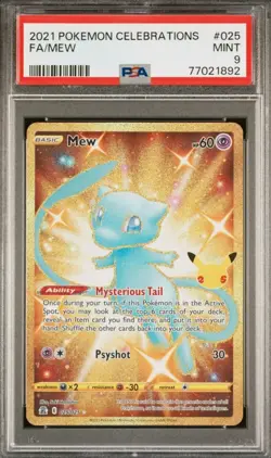 Pokemon 2021 Celebrations Mew 025/025 Secret Rare Full Art Holo PSA 9 - Image 1