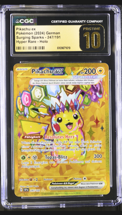 Pikachu ex Pokemon (2024) Surging Sparks - 247/191 CGC 10 PRISTINE DE - Image 1