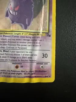 Pokemon Gengar 5/62 fossil holo Rare 80HP DMG - Image 5