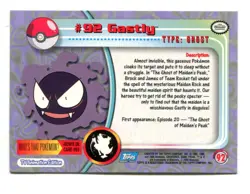 Pokemon Topps 2000 TV Animation Series 2 Foil Card #92 Gastly - Image 2