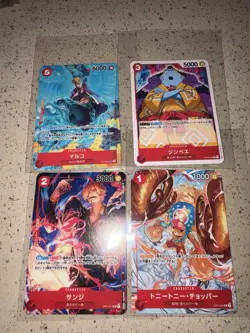 Bandai One Piece Card Game 4 Card Lot Marco Jinbe Sanji Tony Chopper mini card - Image 1