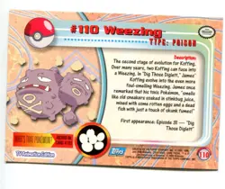 Pokemon Topps 2000 TV Animation Series 2 Foil Card #110 Weezing - Image 2