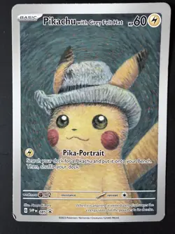 Fan Art: Van Gogh Pikachu - Grey Felt Pokemon Japanese Promo Card. (Custom Made) - Image 1
