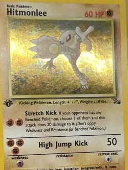 Pokemon TCG Hitmonlee Fossil Holo Rare Card 7/62 WOTC 1st Edition NM - Image 2