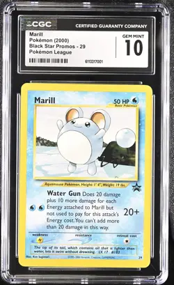 CGC 10 Marill 2000 Black Star Promo 29 Pokemon League Graded Pokemon Card - Image 1