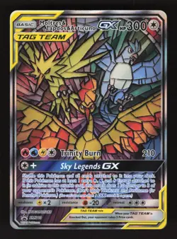 Moltres & Zapdos & Articuno GX SM210 Pokemon Hidden Fates Holo Full Art Card - Image 1