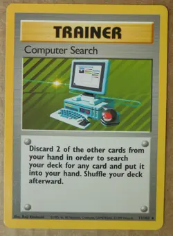 Computer Search 71/102 Rare Non-Holo Base Set Pokemon Trainer Card NM/LP - Image 1