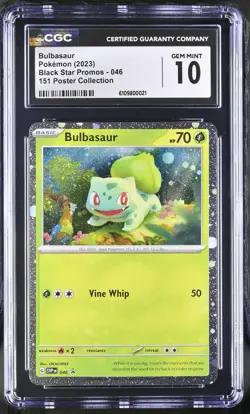 Bulbasaur 046 CGC 10 Black Star Promos 151 Cosmo Holo Graded Pokemon Card Slab - Image 1