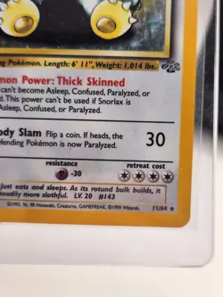 Snorlax Holo 11/64 Jungle Set Unlimited Rare Pokemon Card WOTC 1999 LP - Image 5