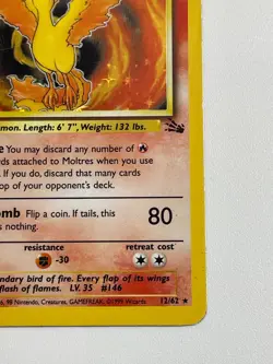 * Pokemon TCG Moltres 12/62 Fossil Holo Rare Basic Wotc Card - Image 5