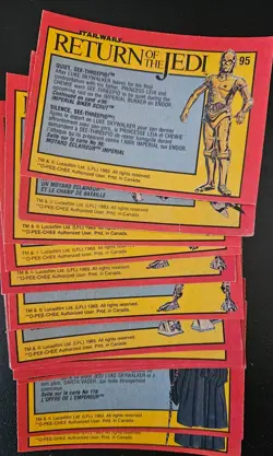 STAR WARS 1983 RETURN OF THE JEDI ALMOST COMPLETE SET 125 CARDS OPC CANADA EXMT - Image 3