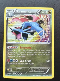 Pokemon TCG Salamence 2013 Plasma Blast Rare Holo Card #64/101 Black White LP - Image 1