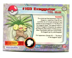Pokemon Topps 2000 TV Animation Series 2 Foil Card #103 Exeggutor - Image 2