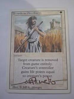 MTG Swords to Plowshares Revised Signed in Gold. - Image 1