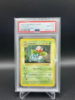 1999 POKEMON GAME SHADOWLESS #30 IVYSAUR PSA 10 30/102 - Image 1