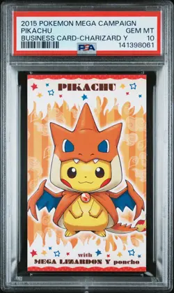 PSA 10 - Mega Charizard Y Poncho-Wearing Pikachu Business Card Pokemon Japanese - Image 1