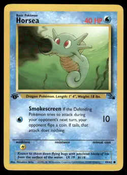 Pokemon Cards Horsea 49/62 1st Edition Fossil WOTC Common LP - Image 1