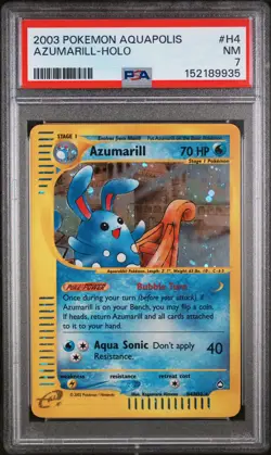 2003 POKEMON AQUAPOLIS #H4 AZUMARILL-HOLO PSA 7 - Image 1