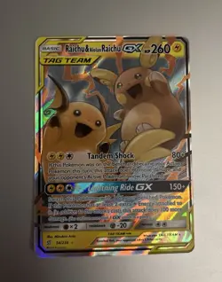 2019 Pokemon Sun & Moon Cosmic Eclipse Raichu Alolan Raichu GX FA #54/236 NM - Image 1