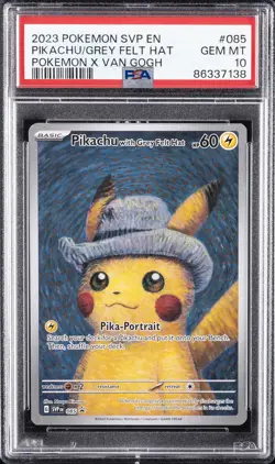 2023 POKEMON SVP EN-SV BLACK STAR PROMO #085 PIKACHU WITH GREY FELT HAT PSA 10 - Image 1