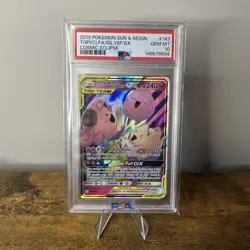 2019 POKEMON SUN & MOON COSMIC ECLIPSE TOGEPI CLEFFA & IGGLYBUFF GX 143 PSA 10 - Image 1