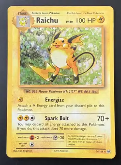 Raichu 36/108 Holo Rare XY Evolutions Pokemon Moderately Played - Image 1