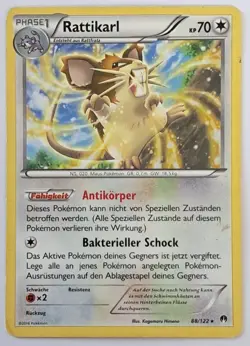 Pokemonkarte "Rattikarl", Phase 1, Rare, 88/122, 2016 - Image 1