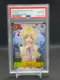 2025 ONE PIECE OP13 110 CARRYING ON HIS WILL STUSSY ALT ART PSA 10 GEM MINT - Image 1