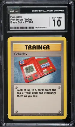 CGC 10 GEM MINT Pokedex 87/102 Base Set 1999-2000 Pokemon Card - Image 1