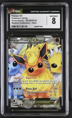 CGC 8 Flareon EX Generations RC28/RC32 Radiant Collection Holo Pokemon Card - Image 1