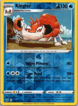 Pokemon TCG Kingler 44/202 Sword Shield Rev Holo NM - Image 1