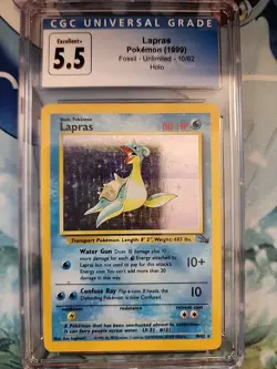 Lapras Holo Fossil Set-Unlimited 10/62 CGC 5.5 Blue Label Pokemon Graded Card - Image 1