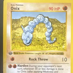 WotC Pokemon TCG Onix 056/102 Base Set Shadowless 1st Ed Regular 90HP VNT 1999 - Image 2