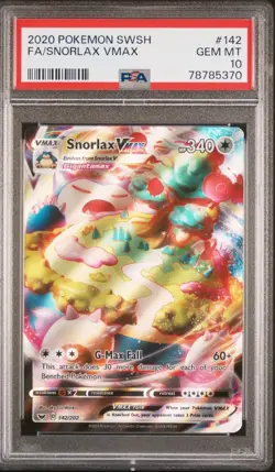 Pokemon Snorlax VMAX #142/202 PSA 10 Sword & Shield Base Set English - Image 1
