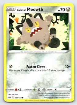 Galarian Meowth 084/159 Common Crown Zenith Pokemon Near Mint - Image 1