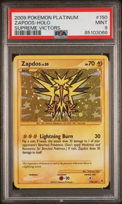 2009 Pokemon Platinum Zapdos - Holo Supreme Victors #150 PSA 9 MINT LOW POP - Image 1