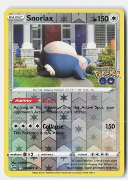 Snorlax Holo Rare Reverse Holo Pokemon GO 055/078 NM 5ban Graphics - Image 1