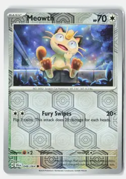 Meowth 048/064 Common Shrouded Fable Pokemon Reverse Holo Near Mint sui - Image 1