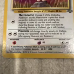 Rare Pokemon TCG Clefable Jungle 17/64 English Unlimited 1999 70 HP - Image 3