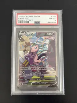 Pokemon TCG Mew v 251 Fusion Strike Alternate Art PSA 8 - Image 1