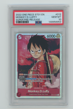 2022 ONE PIECE MONKEY.D.LUFFY PSA 10 SUPER PRE-RELEASE ST01-012 ENGLISH - Image 1