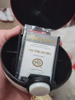 1999 Pokemon Burger King Pikachu 23K Gold Plated Card w/ Poke Ball & COA No Box - Image 3